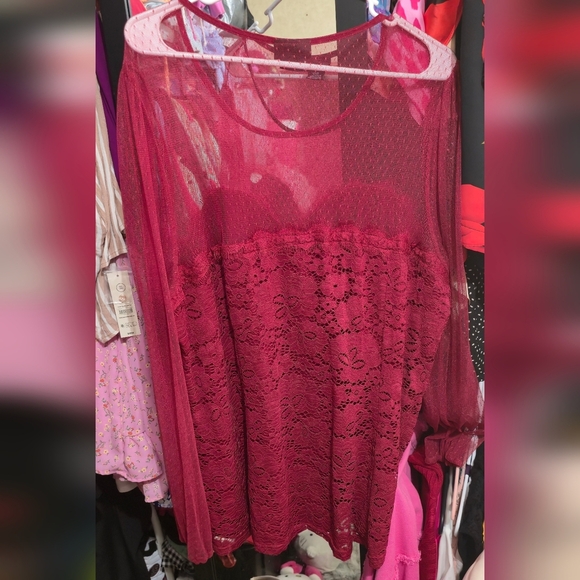 🍁🍂NWOT CITY CHIC 22 RUBY LACE BLOUSE - Picture 4 of 6